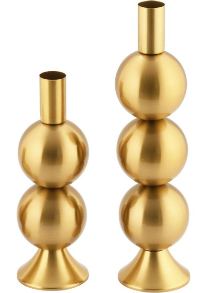 Elit 2'li Şamdan Seti Eskitme Renk Dekoratif Metal Mumluk indirimleri