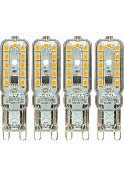 (4 adet) Osaka 5W 3000K (Sarı Işık) G9 Duylu LED Kapsül ampul