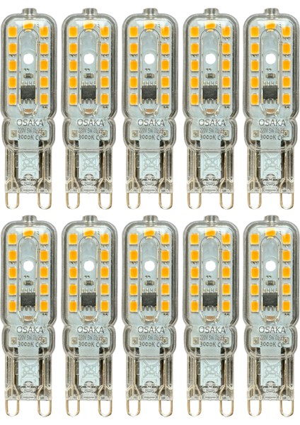 (10 adet) Osaka 5W 3000K (Sarı Işık) G9 Duylu LED Kapsül ampul
