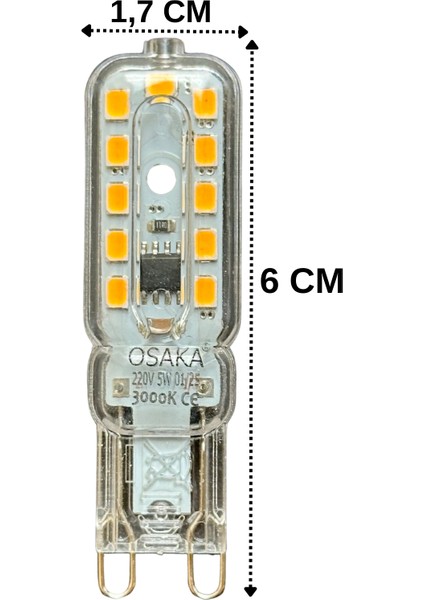(10 adet) Osaka 5W 3000K (Sarı Işık) G9 Duylu LED Kapsül ampul