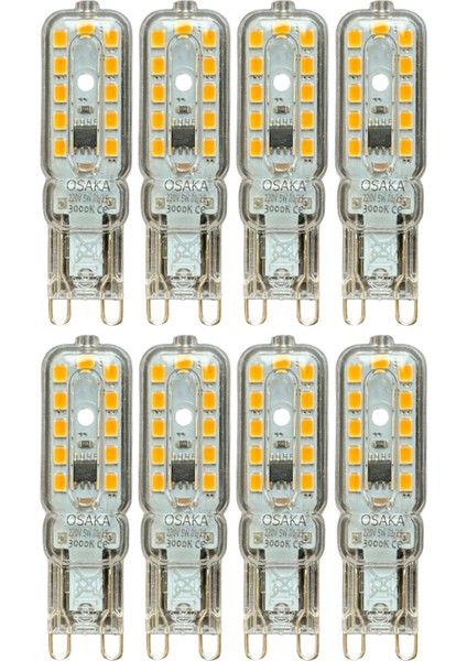 (8 adet) Osaka 5W 3000K (Sarı Işık) G9 Duylu LED Kapsül ampul
