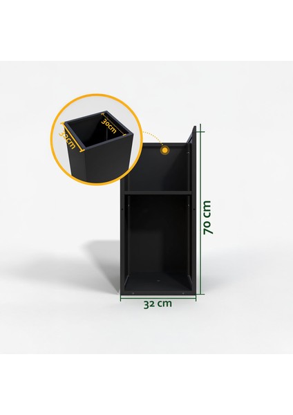 Terraguard Demonte Dikey Metal Saksı - 70X32X32CM Paslanmaz