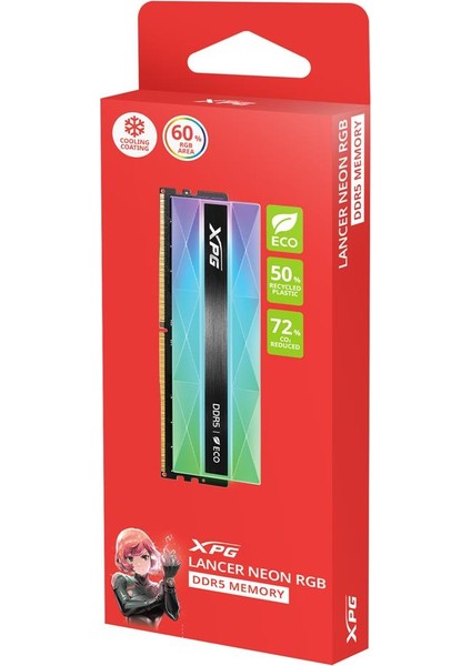 Xpg 16GB Lancer Neon Rgb Ddr5 6400MT-S cl 32-39-39 1.4V Soğutuculu Pc Ram