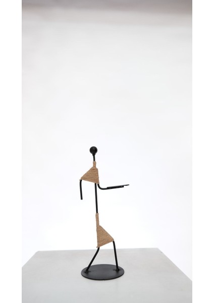 Vintage Iskandinav Demir Şamdan 25 cm