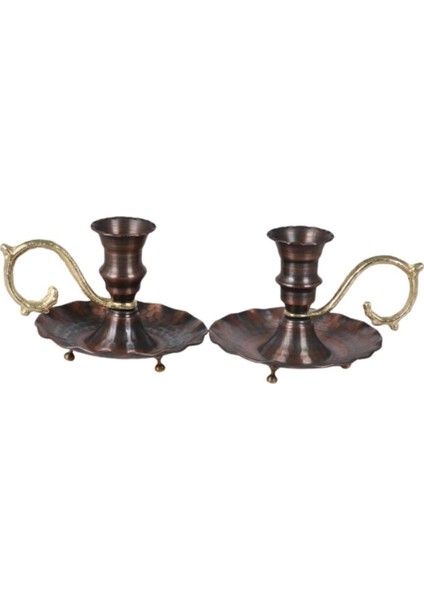 Metal Bakır Mumluk Eskitme Bakır 2'li Set 2 Parça Metalik 14 x 12 fiyatları
