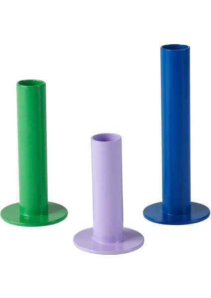 Tuvkornell Mumluk, Çok Renkli Şamdan Seti 3'lü Set (Yükseklik 15, 12 ve 9 cm )