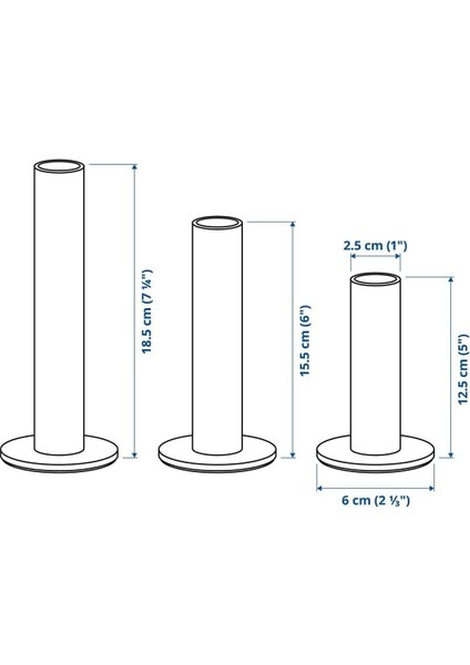 Tuvkornell Mumluk, Çok Renkli Şamdan Seti 3'lü Set (Yükseklik 15, 12 ve 9 cm )
