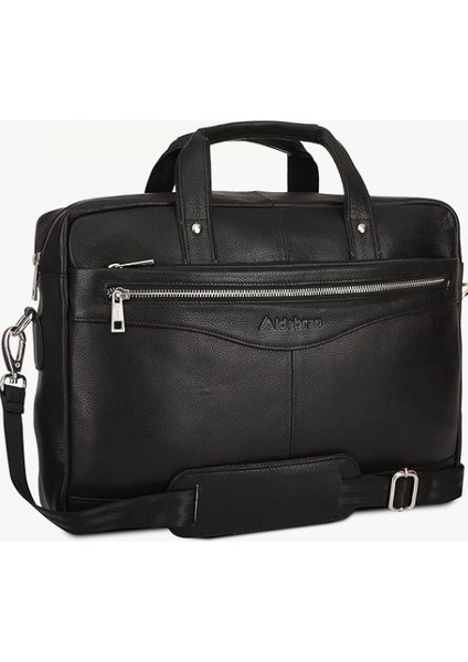 Aldebran® 14"- 15.6" Erkekler Için Deri Dizüstü Bilgisayar Çantası Inek Derisi Deri - Dolgulu Bölmeli Iş Çantası - Ipad, MacBook Ofis ve Çıkarılabilir Omuz Askısı