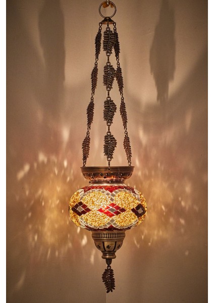 Türk Mozaik Otantik Etnik Mumluk Avize Tavan Askılı Mum Tutucu Şamdan, 60 cm indirimleri