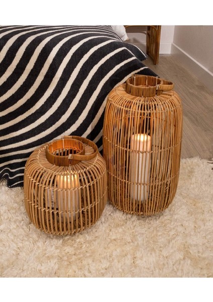 Meander El Yapımı Dekoratif Rattan Mumluk 28 x 50 x 70 8937