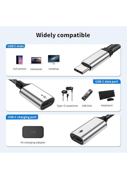 60W Ayırıcı Kablo, Hızlı Şarj Type C Ayırıcı Kablo, Veri Transferi, 2'si 1 Arada Ayırıcı Adaptörü iPhone 15, Macbook, Xbox, Dizüstü Bilgisayar, Tablet, Kulaklık, Telefon (Monitör Için Değildir) fiyatları