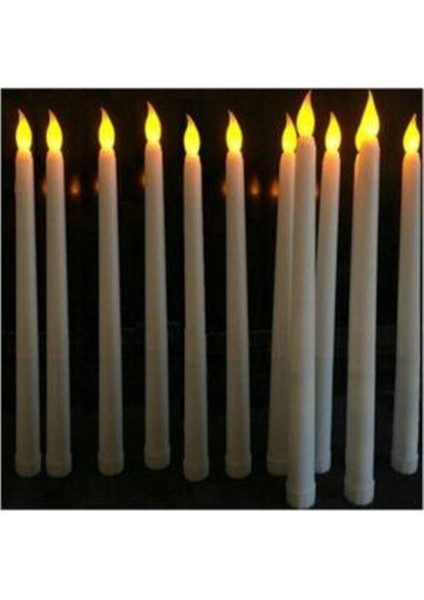 Pilli LED Işıklı 1 Li 28 cm Şamdan LED Mum Sarı (Gün Işığı)