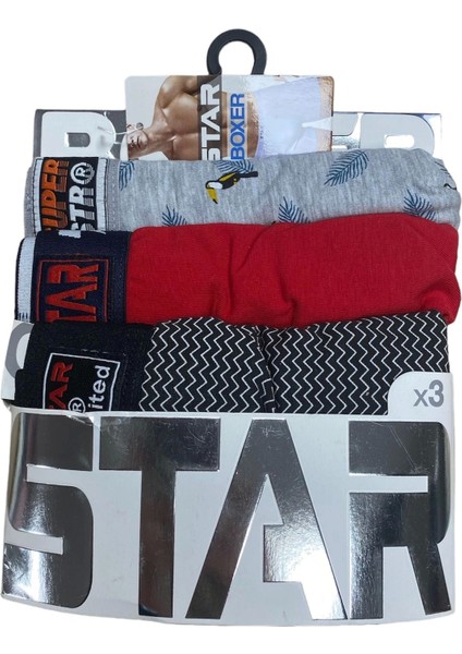 Star 105 Desenli Jakar Erkek 3'lü Kemer Boxer modelleri