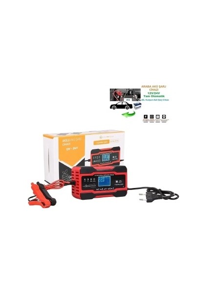 12V/24V Araçlar Için 10 Amper LED Göstergeli Akıllı Akü Şarj Cihazı