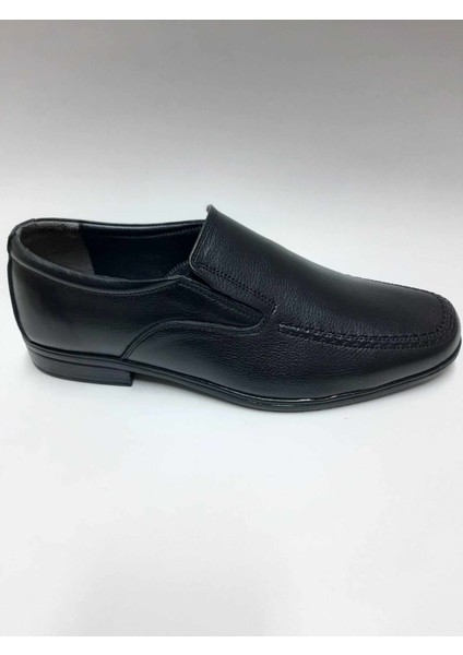 Hakiki Deri Hafif Bağcıksız Klasik Yazlık Siyah Erkek Ayakkabı C-89ZM85