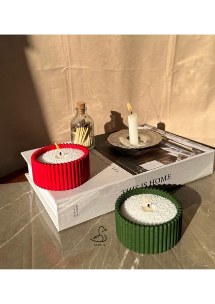 Yılbaşı Konsept 2’li Çizgili Dekor Inci Tozlu Mum Set