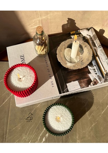 Yılbaşı Konsept 2’li Çizgili Dekor Inci Tozlu Mum Set indirimleri