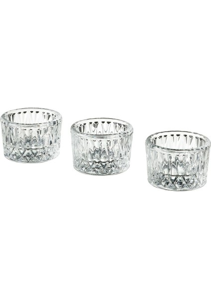 3 Parça Tealight Mumluk ( 3 Adet) Turuncu Cam
