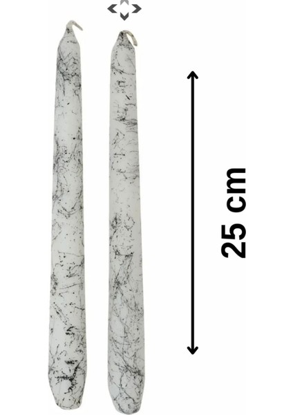 Premium Seri Kokulu Mermer Desenli Sedefli Konik Samdan Mum - 2'lü Set