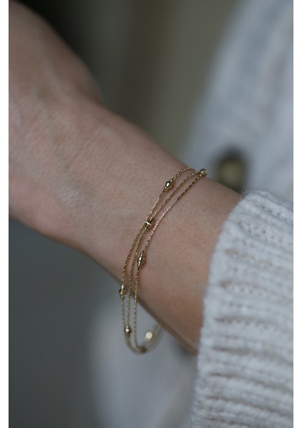 14 Ayar Altın Oval Dorika Detaylı Işıltılı Bileklik fiyatları