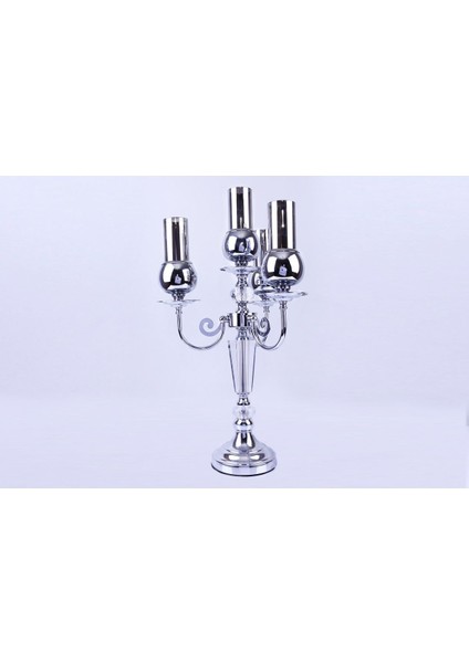 Krom Kristal Dört Kollu Şamdan