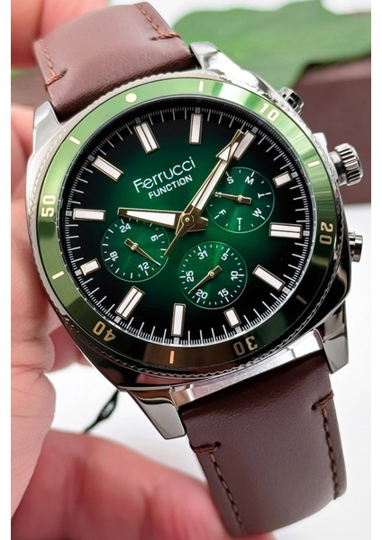 Kahverengi Deri Kordon, Function Erkek Kol Saati+Bileklik ZMFER159 modelleri