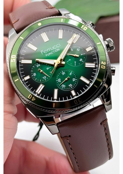 Kahverengi Deri Kordon, Function Erkek Kol Saati+Bileklik ZMFER159 fırsatları