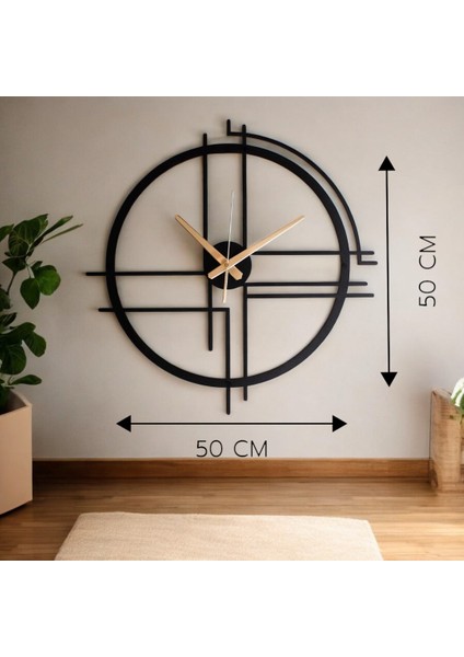 50 cm Siyah Çelik Duvar Saati – Sessiz Quartz Mekanizma, Paslanmaz ve Dayanıklı Tasarım