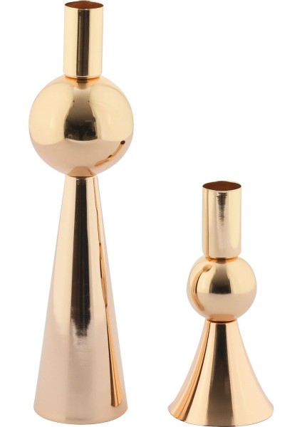 Güneş 2'li Metal Şamdan Gold Renk, Ev Dekorasyon 2'li Geometrik Mumluk fırsatları