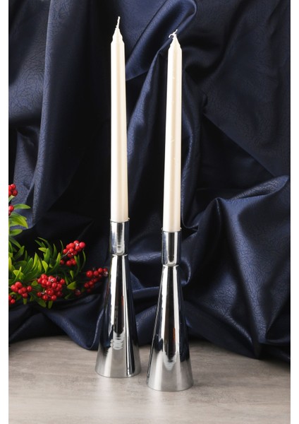 Kule 2'li Şamdan Gümüş Kaplam Modern Metal Mumluk Şamdan Seti fiyatları