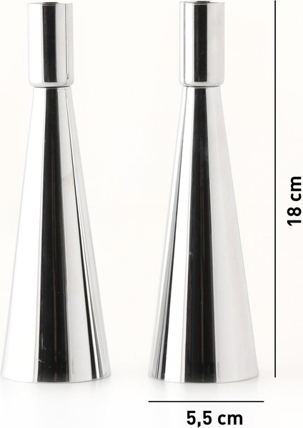 Kule 2'li Şamdan Gümüş Kaplam Modern Metal Mumluk Şamdan Seti fırsatları