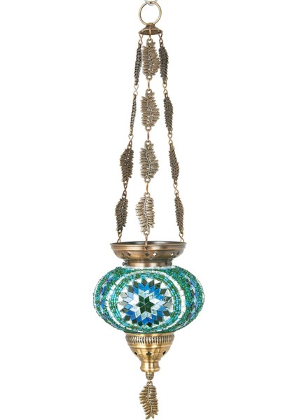 Türk Mozaik Otantik Etnik Mumluk Avize Tavan Askılı Mum Tutucu Şamdan, 60 cm