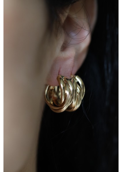 14 Ayar Altın Sarmal Halka Küpe modelleri