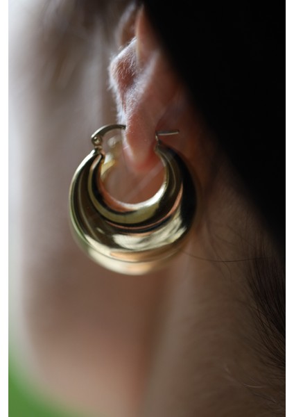 14 Ayar Altın Bombeli Oval Halka Küpe fiyatları