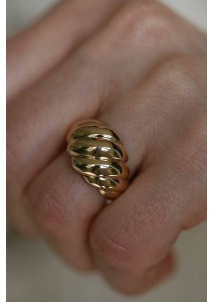 14 Ayar Altın Bombeli Kalın Yüzük