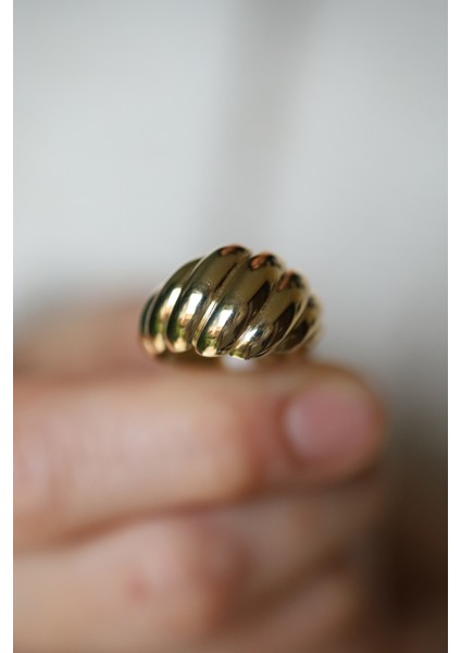 14 Ayar Altın Bombeli Kalın Yüzük modelleri