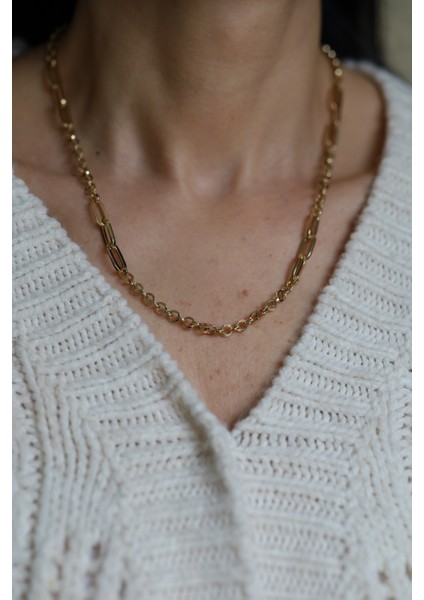 14 Ayar Altın Cetaş Oval Ataç ve Doch Tasarım Zincir fiyatları