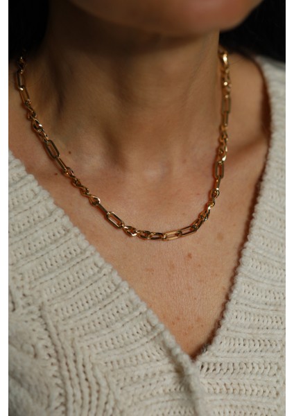 14 Ayar Altın Cetaş Ataç Detaylı Bukle Zincir