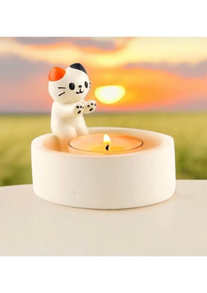 Üşüyen Kedi Model Dekoratif Mumluk