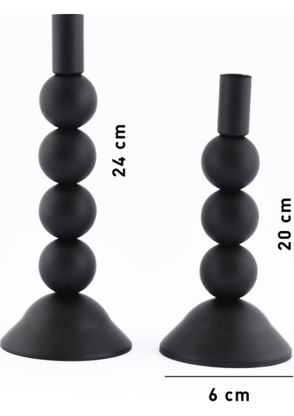 Round 2'li Metal Şamdan Seti Siyah Dekoratif Mumluk indirimleri
