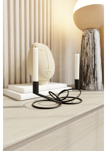 Şimal Model Modern Siyah Black Şamdan - Paslanmaz Metal Mumluk, Ev & Ofis Dekoru Için Şık Tasarım