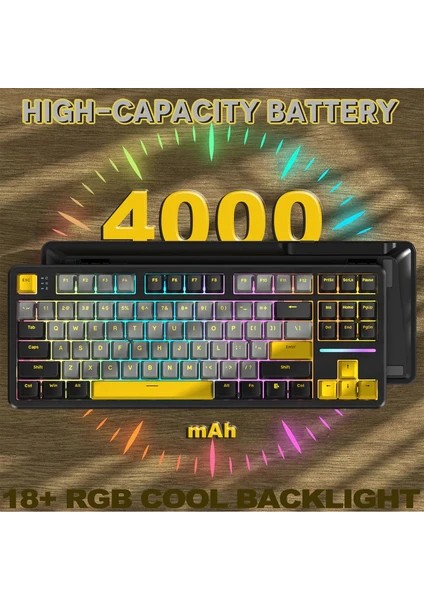 Attack Shark X87 Star Black Rgb App Uygulamalı Sberry Switch Trimode Profesyonel Gaming Oyuncu Klavye