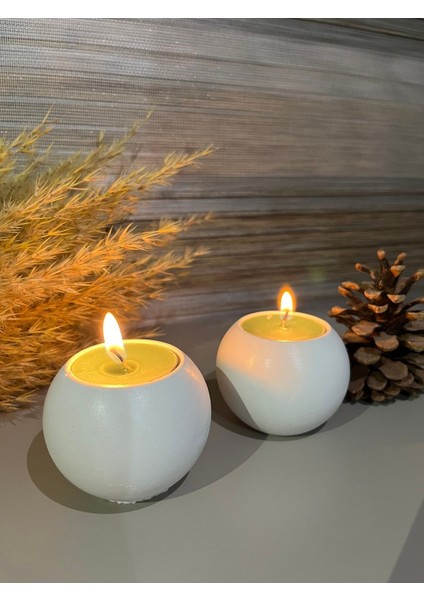 Tealight Beton Mumluk Dekoratif Mumluk Oval Geometrik Beton Mumluk Küre Mumluk