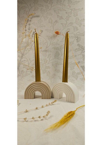 Laurel-Wood Beton 2'li Gökkuşağı Mumluk-Şamdan Seti fiyatları