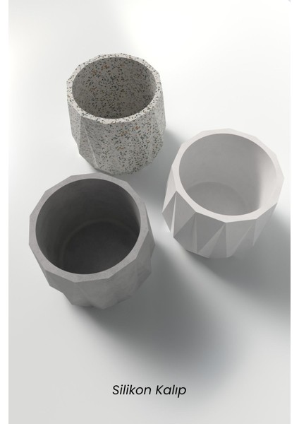 Geometrik Beton Saksı ve Mumluk Silikon Kalıp K7 - Dekoratif Beton Mumluk Kalıbı fiyatları