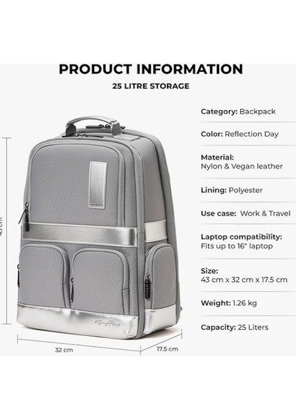 Terra Iş Sırt Çantası 25L Premium Naylon 16" Dizüstü Bilgisayar Sırt Çantası