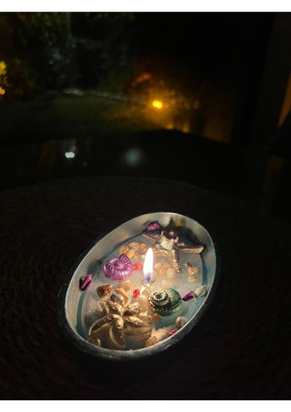 El Yapımı Deniz Temalı Kokulu Soya Mum - Dekoratif Mumluk- Şık Hediye& Hediye Paketi indirimleri