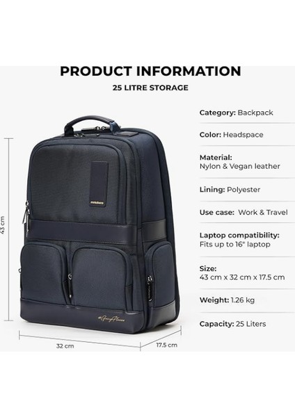 Terra Iş Sırt Çantası 25L Premium Naylon 16" Dizüstü Bilgisayar Sırt Çantası