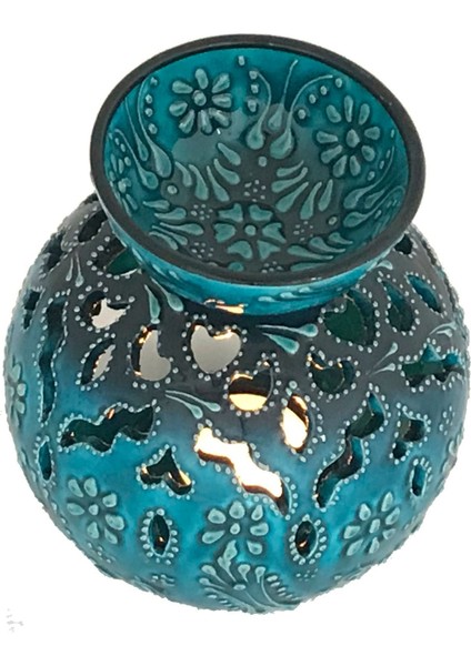 El Yapımı Çini Top Buhurdanlık Large-Mum Hediyeli