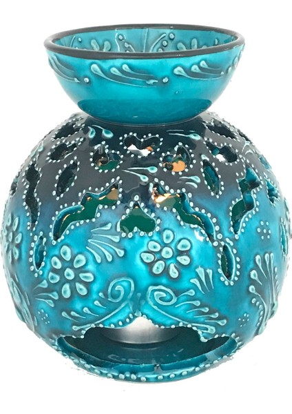 El Yapımı Çini Top Buhurdanlık Large-Mum Hediyeli modelleri